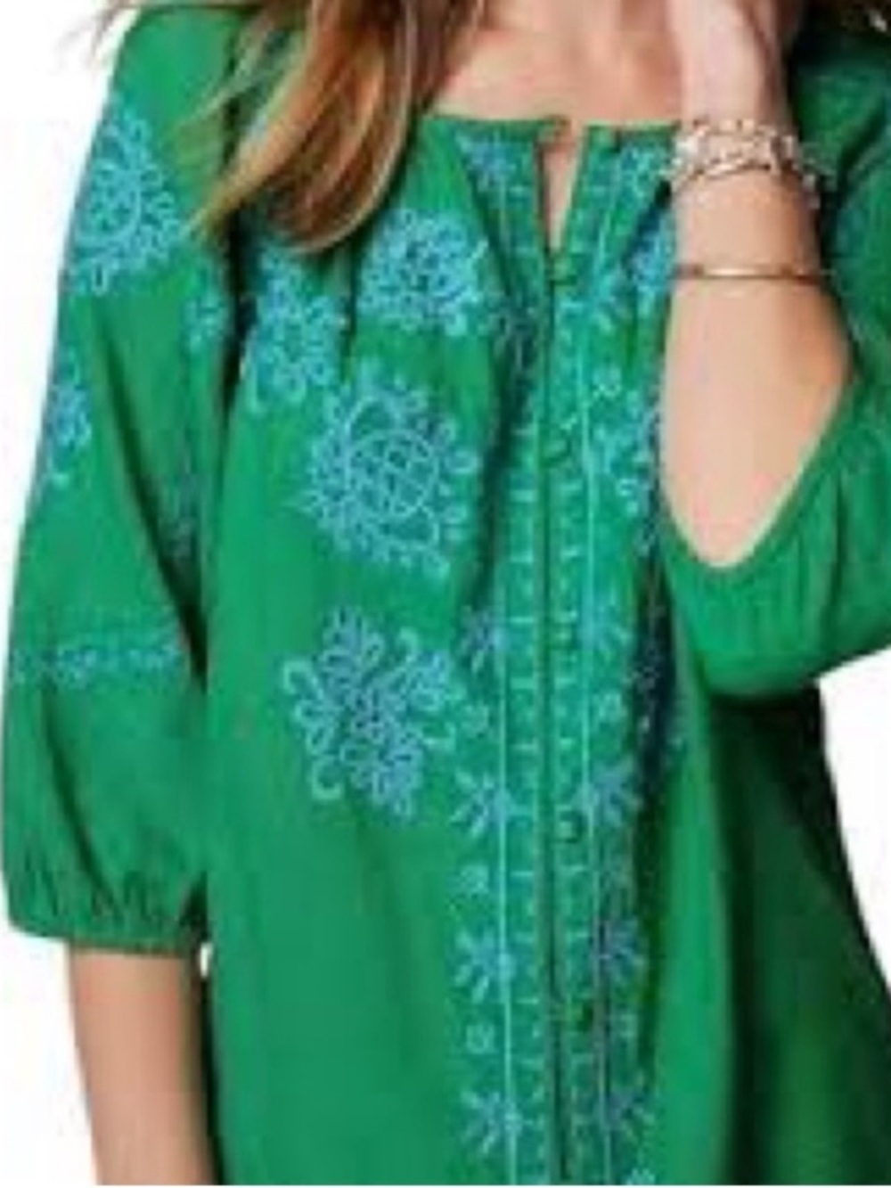 J. Jill Embroidered Linen Blend Blouse, Size SP